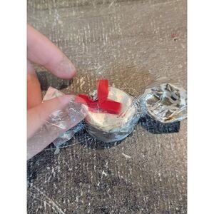 Silver candy piece vintage bell bow ornament Xmas decor